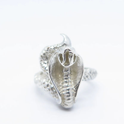 925 Sterling Silver Vintage Cobra Snake Ring Size 7.25