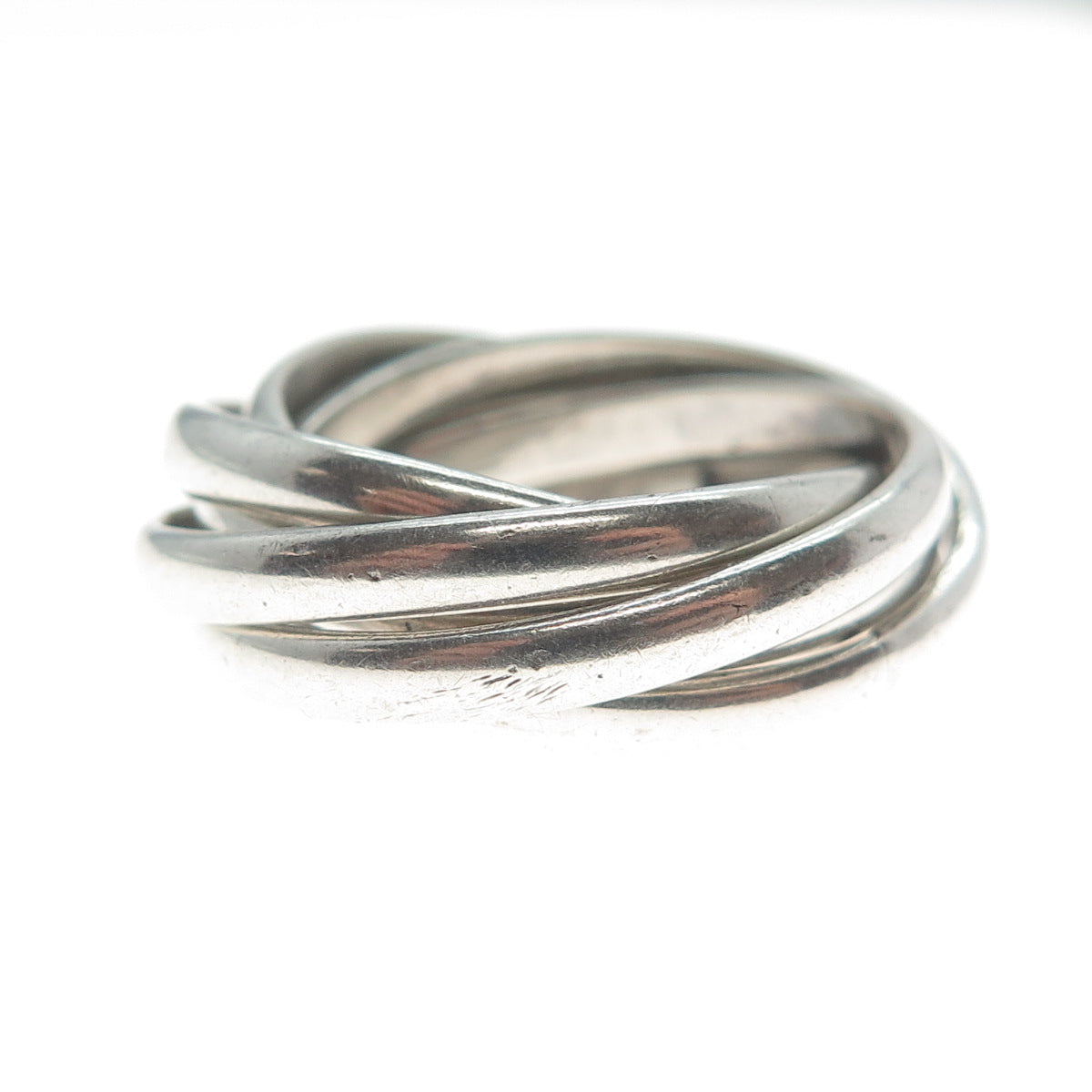 925 Sterling Silver Vintage Mexico Interlocked Six-Band Ring Size 8