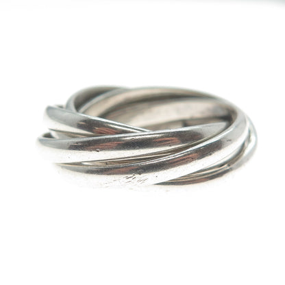 925 Sterling Silver Vintage Mexico Interlocked Six-Band Ring Size 8
