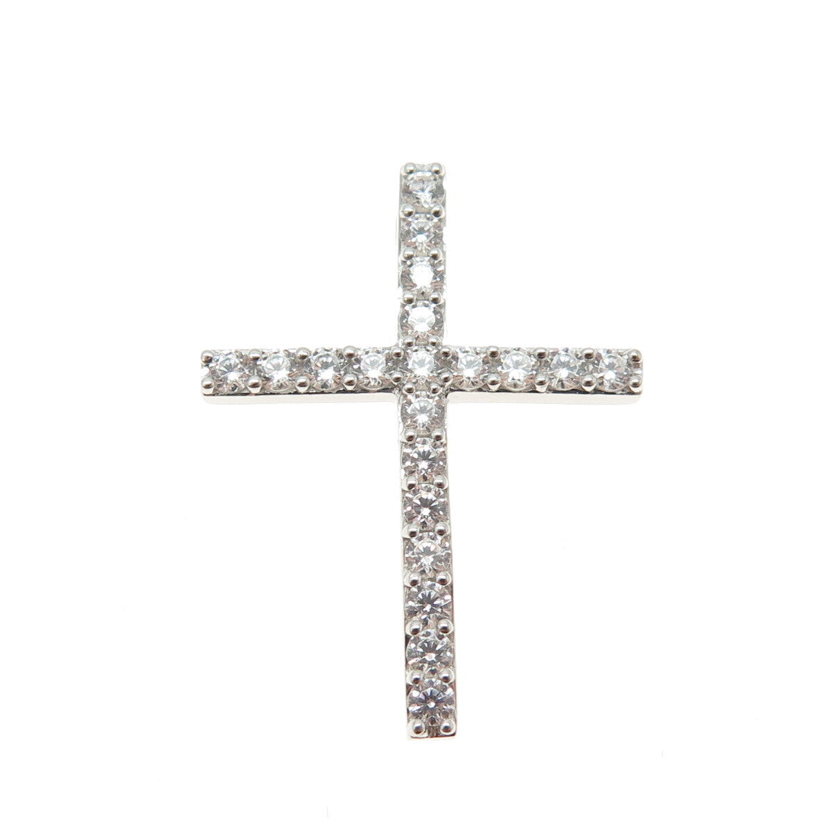 925 Sterling Silver Round-Cut C Z Cross Pendant