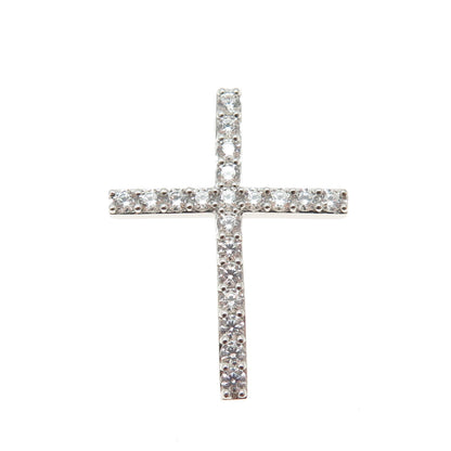 925 Sterling Silver Round-Cut C Z Cross Pendant