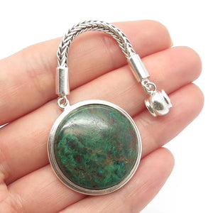 950 Silver Vintage Real Eilat Gemstone Fob Key Chain