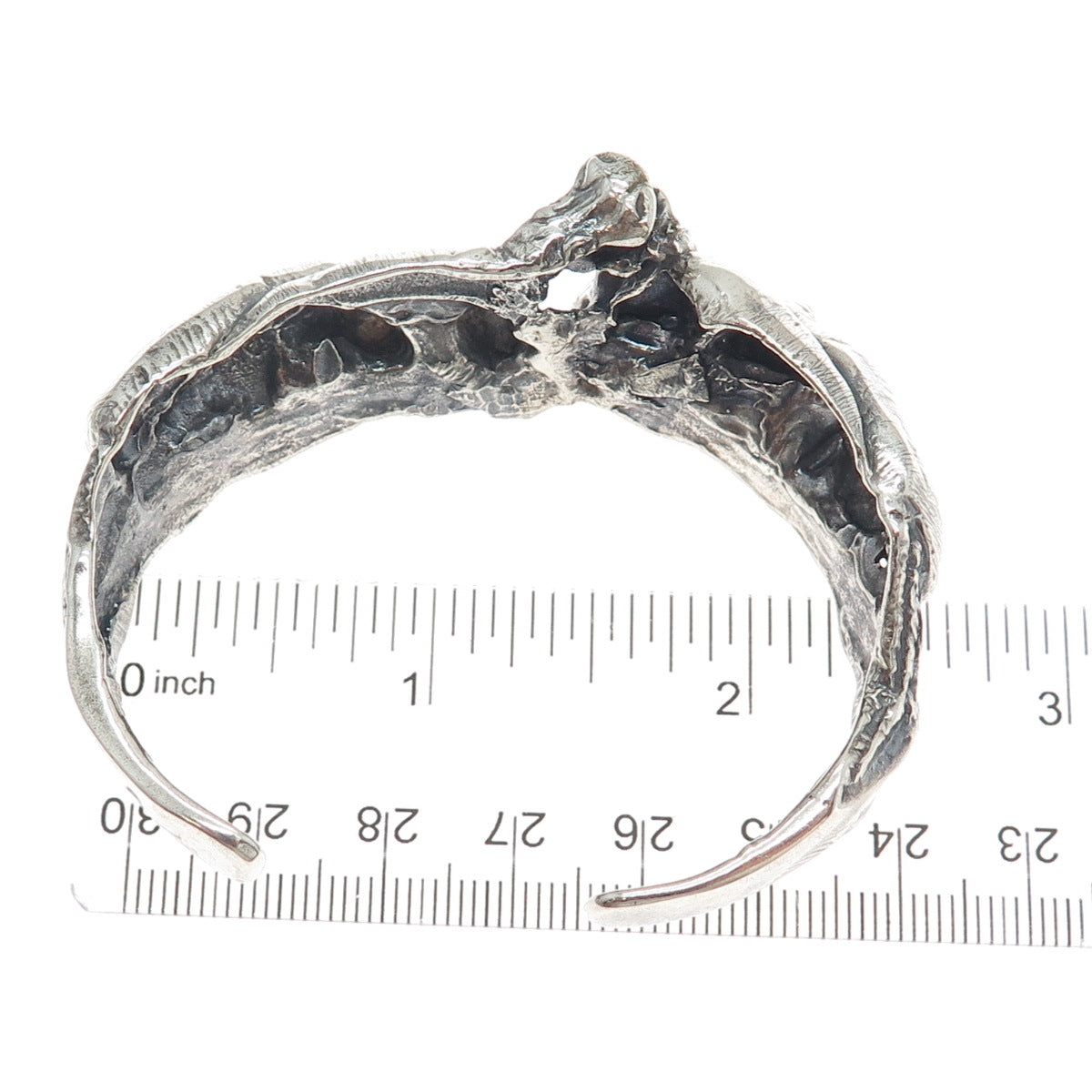 925 Sterling Silver Vintage Hippo Modernist Oxidized Adjustable Bracelet 6.25"