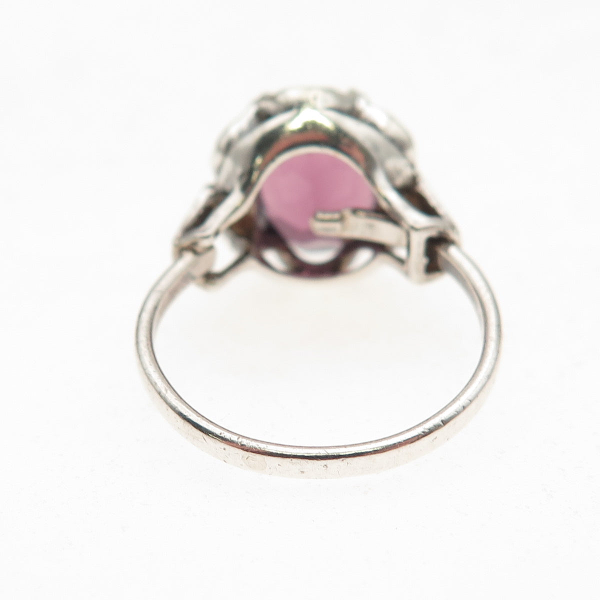 Sarah Coventry Sterling Silver Vintage Real Amethyst Adjustable Ring Size 6.5