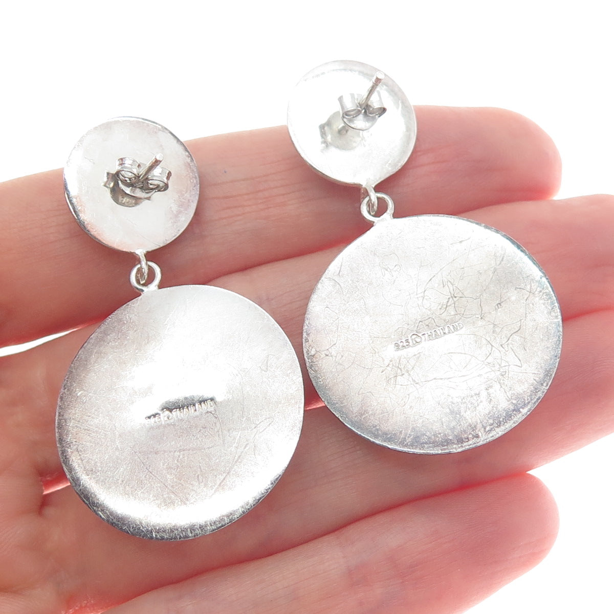 925 Sterling Silver Vintage Spiral Oxidized Dangle Earrings