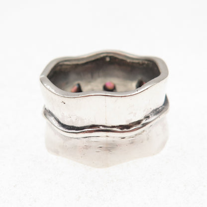 925 Sterling Silver Vintage Real Opal Hamsa Amulet Oxidized Ring Size 7.75