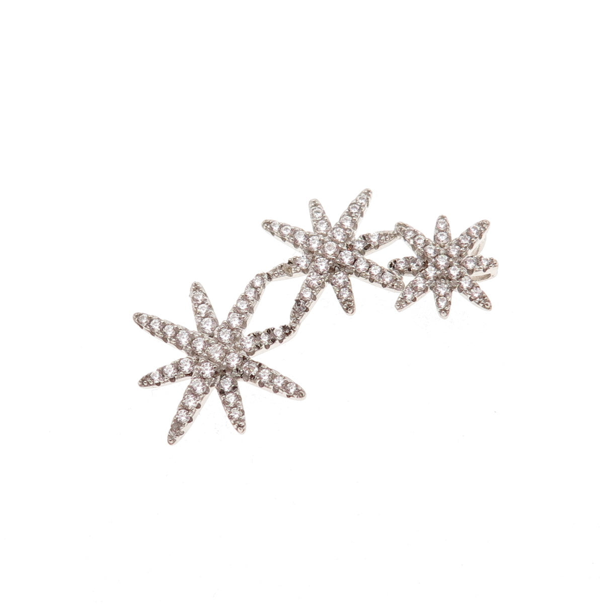925 Sterling Silver Round-Cut C Z Starburst Slide Charm Pendant