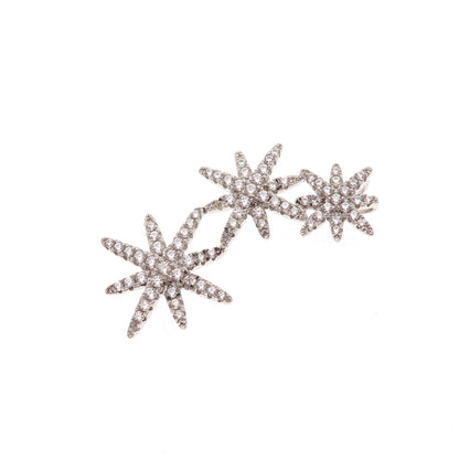 925 Sterling Silver Round-Cut C Z Starburst Slide Charm Pendant