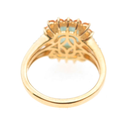 D'Joy Sterling Silver Gold Plated Real Aquamarine Citrine & Topaz Ring Size 8.25