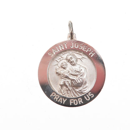 925 Sterling Silver Vintage Italy Saint Joseph Religious Charm Pendant