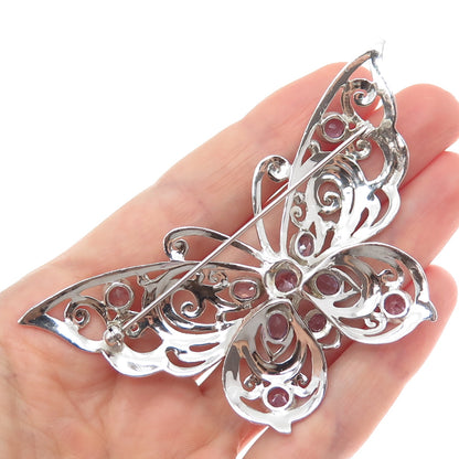 CFJ Collins Fine 925 Sterling Silver Vintage Real Amethyst Butterfly Pin Brooch