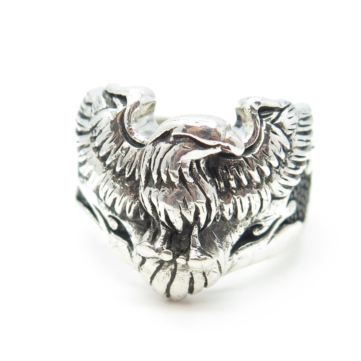 Silver Rings Men 925 Sterling Silver Eagle Biker Ring Size 13.25