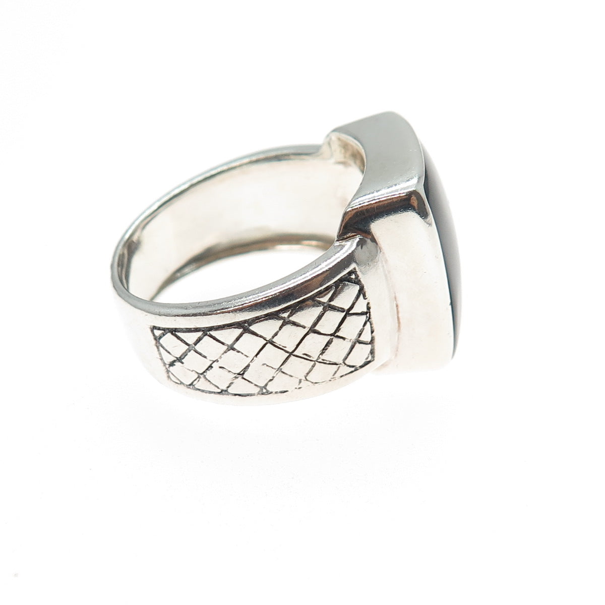 PHLD PlayHardLookDope 925 Sterling Silver Real Black Obsidian Ring Size 11.75