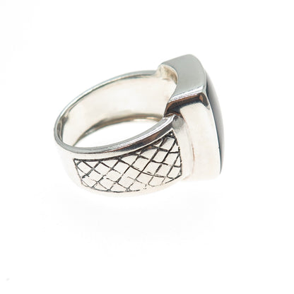 PHLD PlayHardLookDope 925 Sterling Silver Real Black Obsidian Ring Size 11.75