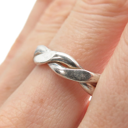 925 Sterling Silver Vintage Woven Band Ring Size 9.25