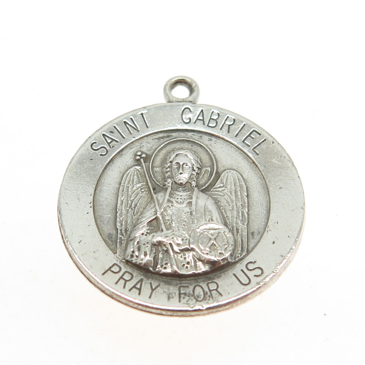 925 Sterling Silver Antique Art Deco St. Gabriel Religious Pendant