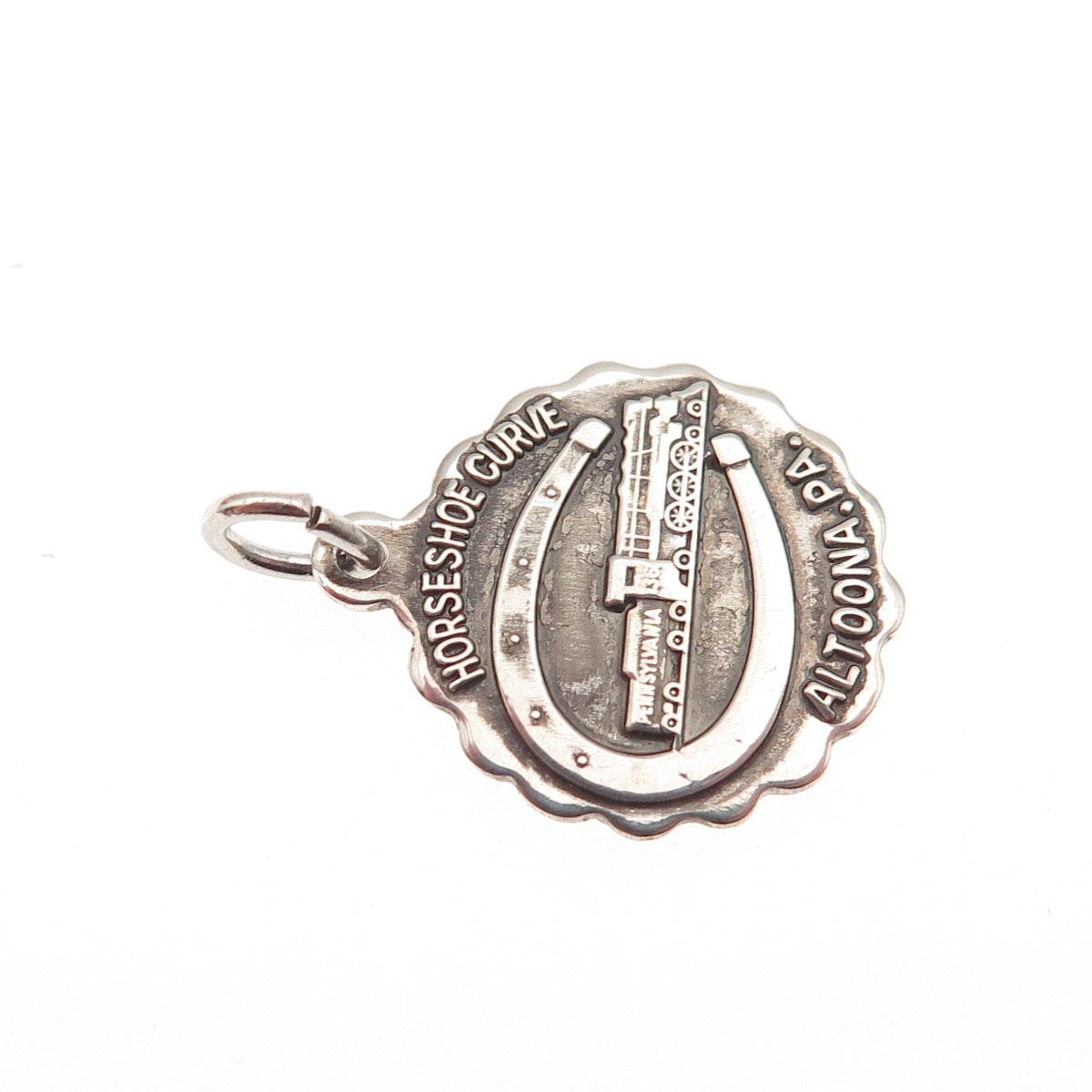 Bruce 925 Sterling Silver Antique Art Deco Horseshoe Curve Altoona Mini Pendant