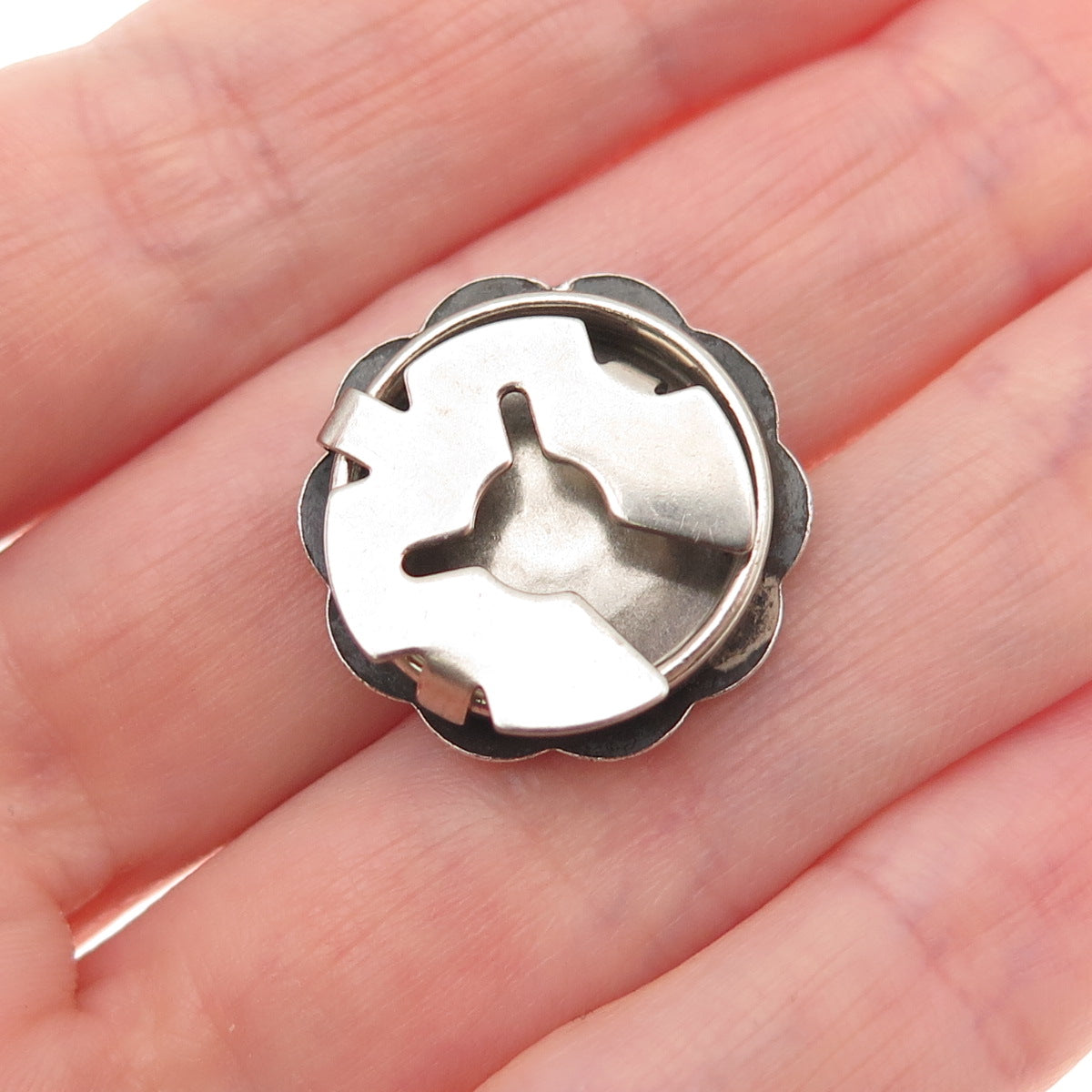 Old Pawn 925 Sterling Silver Vintage Southwestern Concho Tribal Clip Button