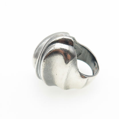925 Sterling Silver Vintage Modernist Wavy Dome Oxidized Ring Size 6.5