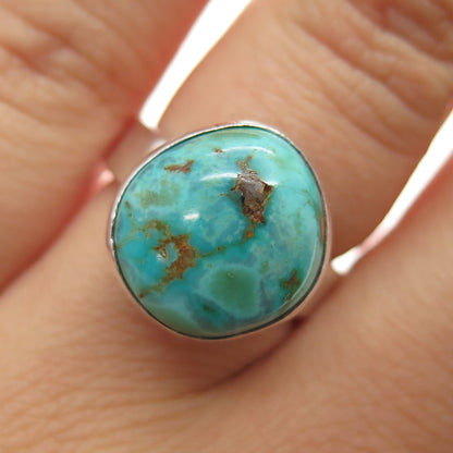 Old Pawn Sterling Silver Vintage Southwestern Kingman Turquoise Ring Size 6.75