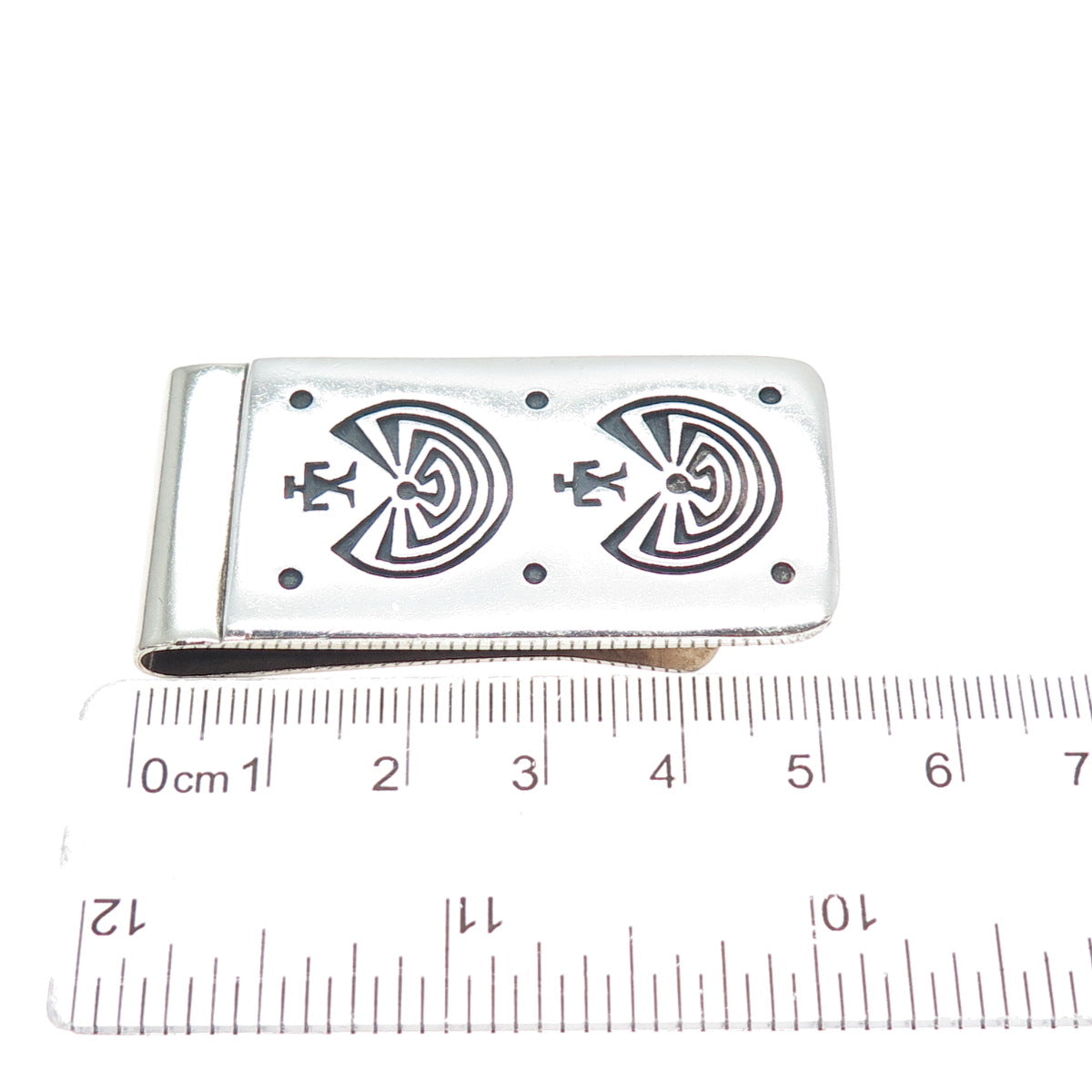 CYRUS JOSYTEWA HOPI Old Pawn Sterling Silver Man In The Maze Tribal Money Clip