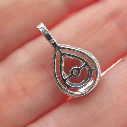 925 Sterling Silver Round-Cut C Z Teardrop Minimalist Charm Pendant