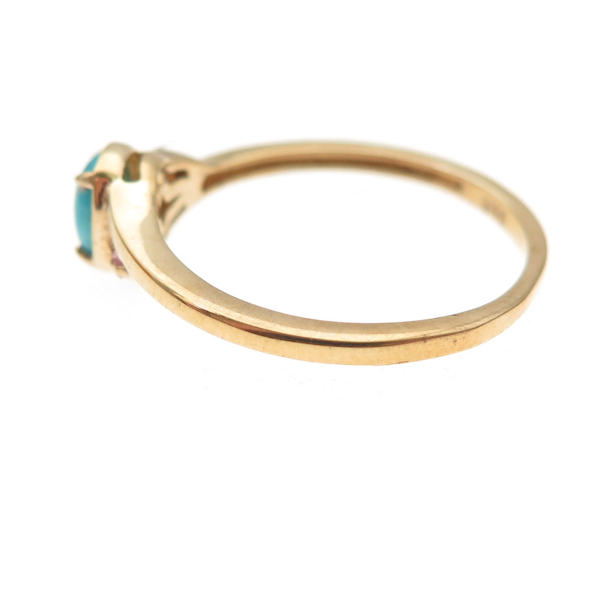 Chuck Clemency 925 Sterling Gold Plated Real Turquoise Pink Topaz Ring Size 7.25