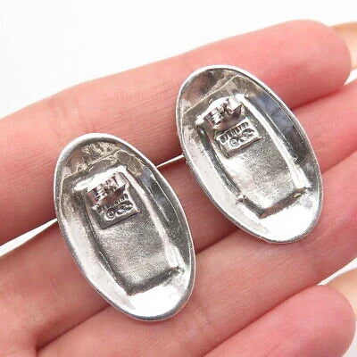 925 Sterling Silver Vintage Real Malachite Gemstone Dots Earrings