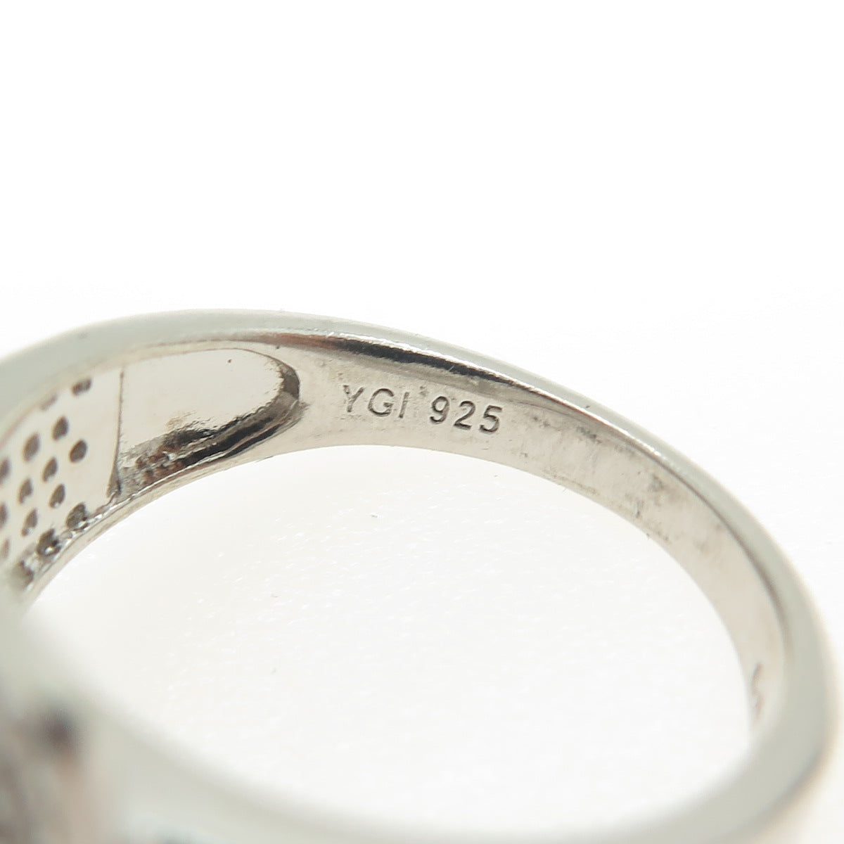 925 Sterling Silver Pave C Z Belt Buckle Ring Size 7.25