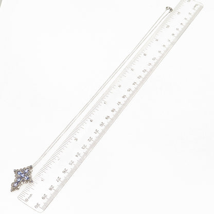 Chuck Clemency 925 Sterling Silver Real Tanzanite Cross Cable Chain Necklace 20"