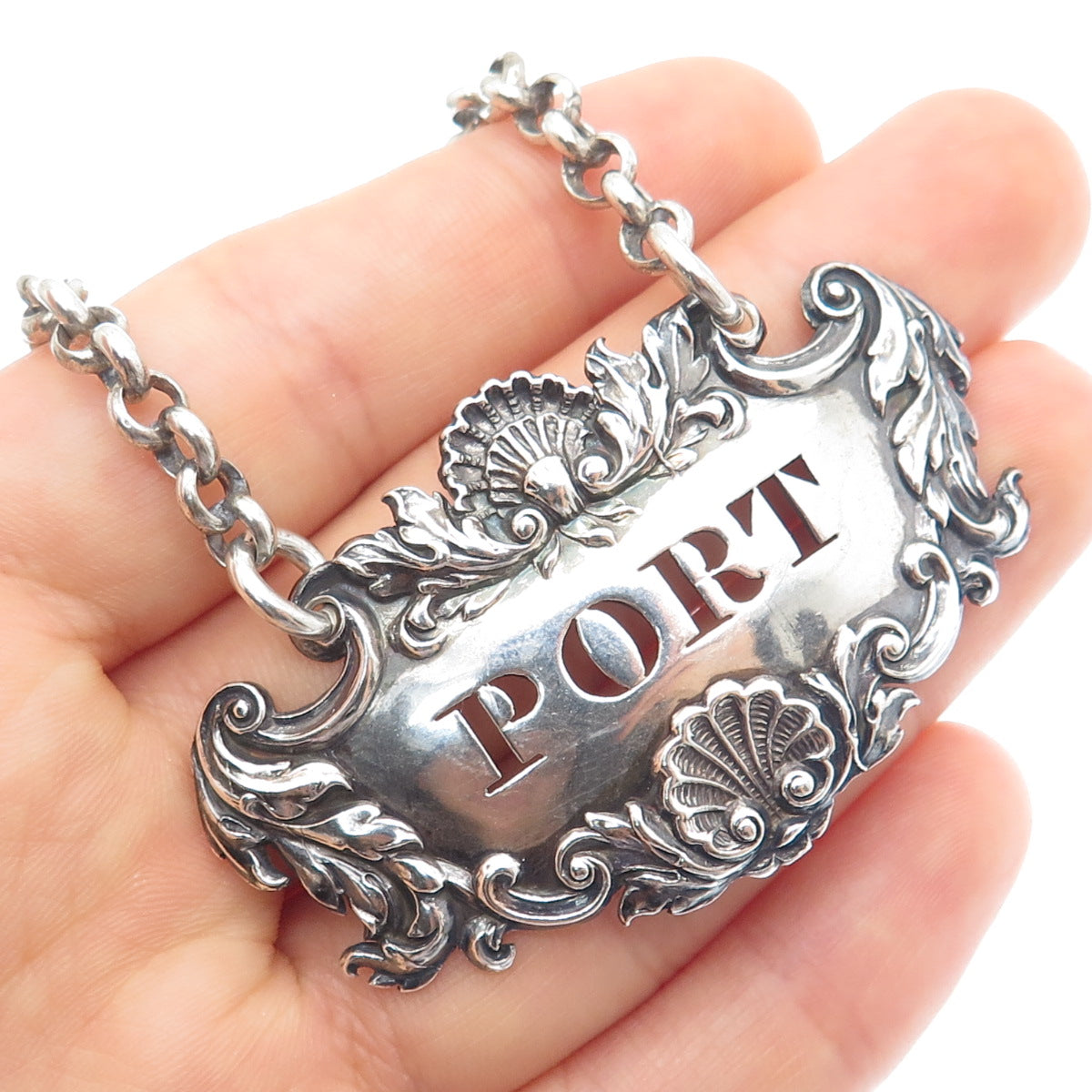 CHARLES REILY & GEORGE 925 Sterling Silver Antique 1829 London Port Bottle Tag