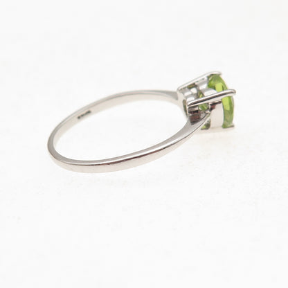 925 Sterling Silver Vintage Real Heart-Cut Peridot Ring Size 7.25