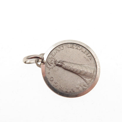 800 Silver Vintage Italy Our Lady of Loreto Mini Charm Pendant