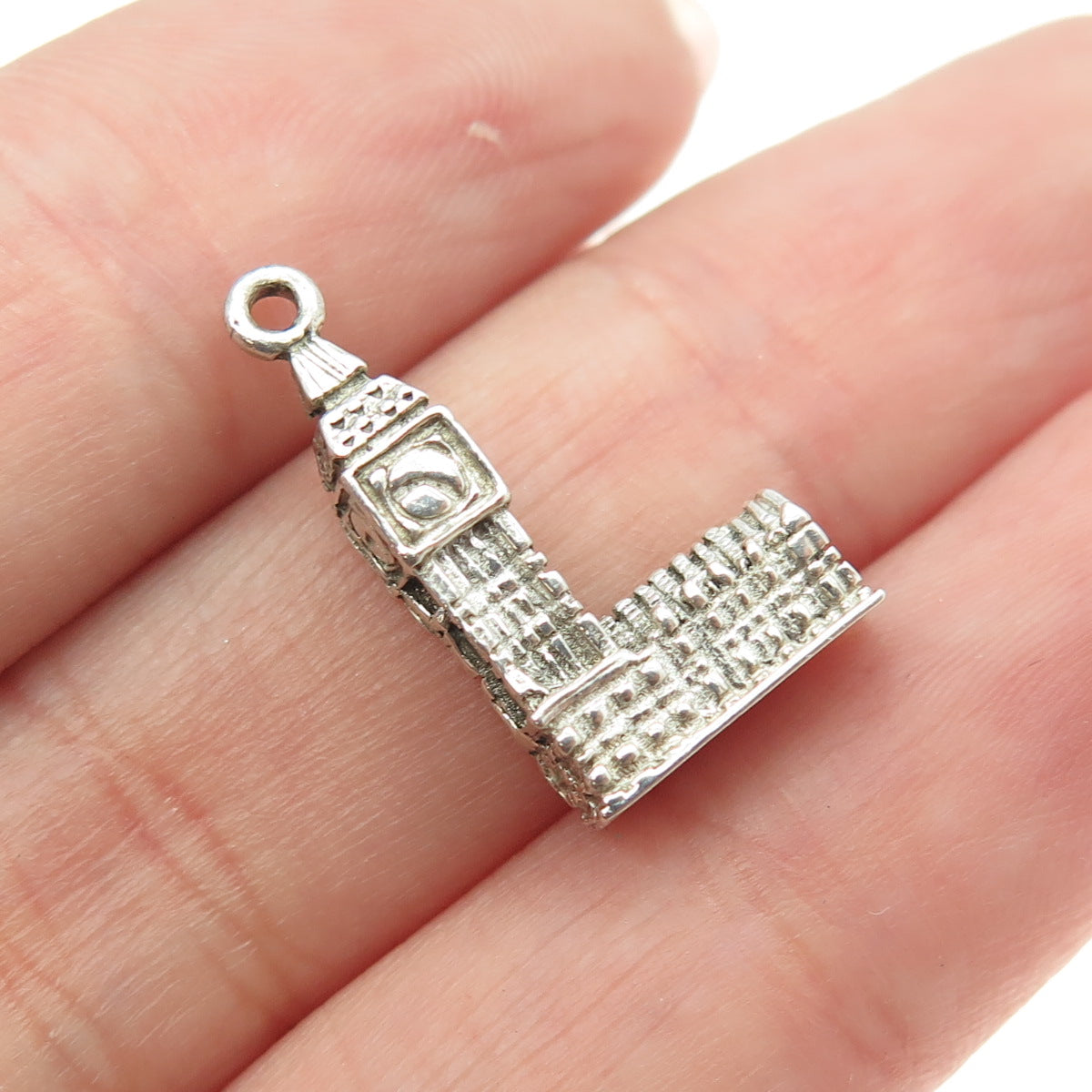 925 Sterling Silver Vintage Big Ben Tower 3D Charm Pendant