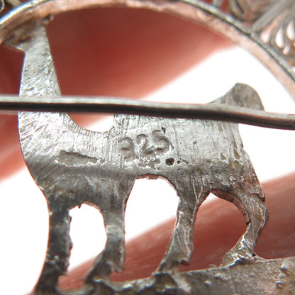 925 Sterling Silver Vintage Peruvian Llama Filigree Oxidized Pin Brooch