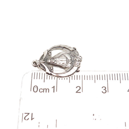 HMH Religious Sterling Antique Art Deco St. Frances Xavier Cabrini Mini Pendant