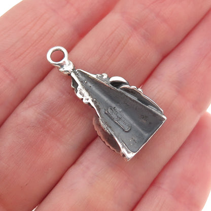 Prairie Fire Old Pawn Sterling Silver Vintage MOP Floral Tribal Charm Pendant