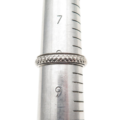 D'Joy 925 Sterling Silver Vintage Diamond-Cut Rotating Band Ring Size 8.25