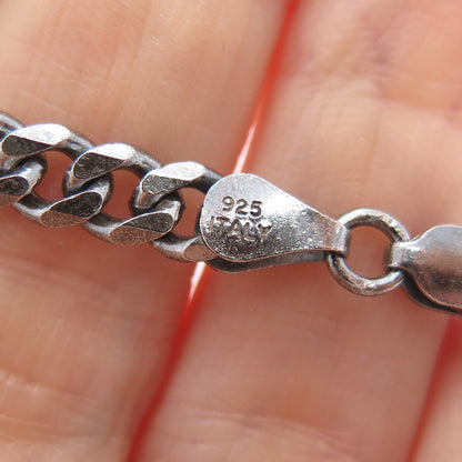 925 Sterling Silver Vintage Italy Oxidized Cuban Chain Necklace 24"