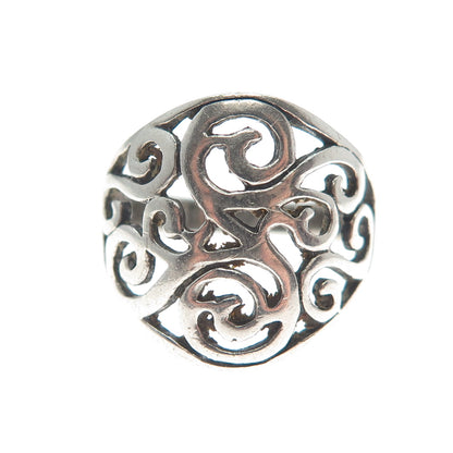 925 Sterling Silver Vintage Swirl Oxidized Ring Size 7