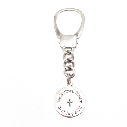 RINGWARE 925 Sterling Vintage Italy Real Diamond Northwest Passage Key Fob Chain