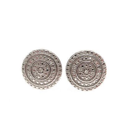 925 Sterling Silver Real Round-Cut Diamond Stud Earrings