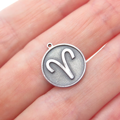 TOKEMOTI 925 Sterling Silver Aries Zodiac Sign Oxidized Minimalist Charm Pendant