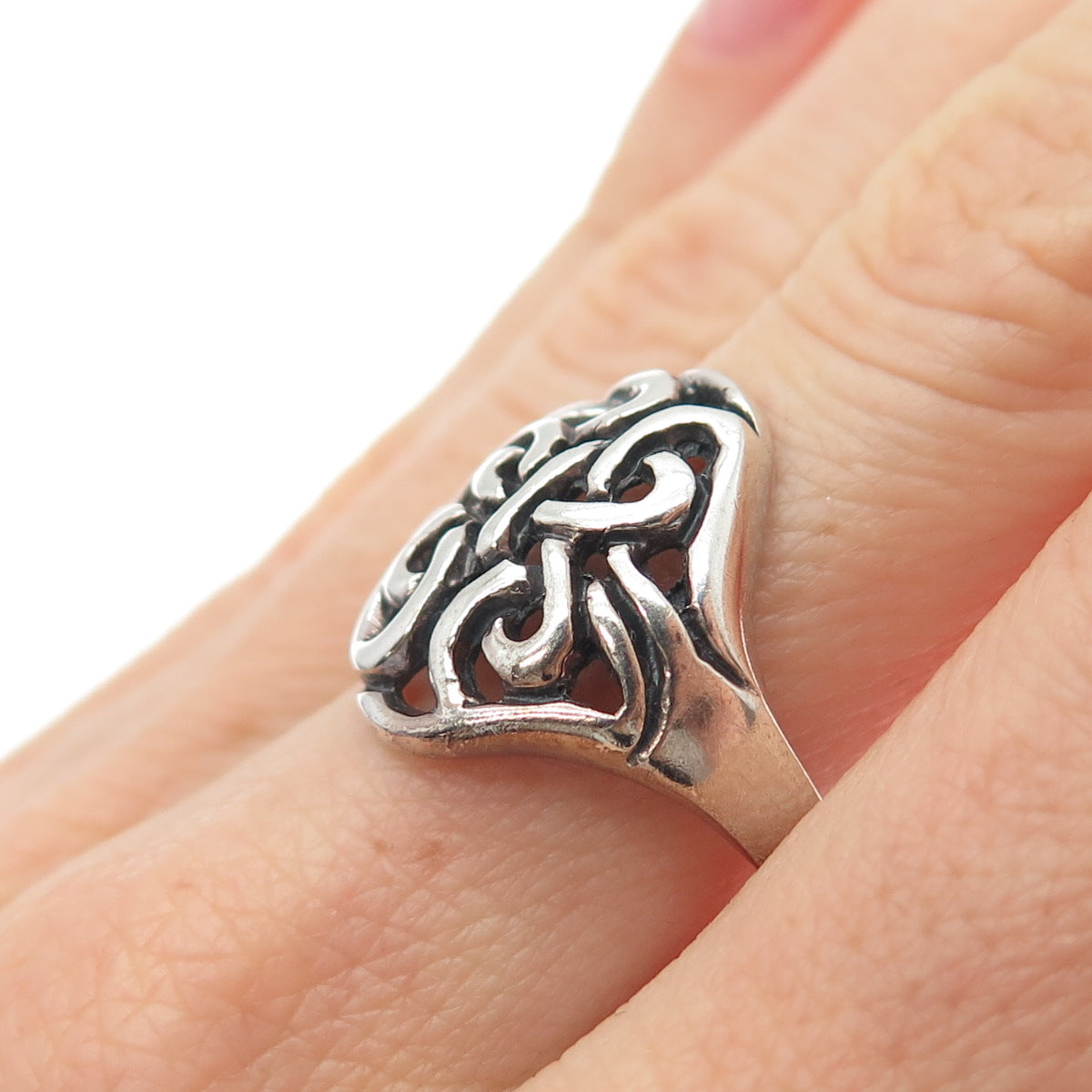 925 Sterling Silver Vintage Real Celtic Knot Oxidized Ring Size 8