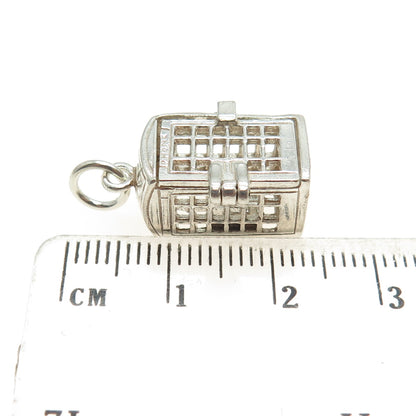 925 Sterling Silver Vintage Telephone Booth 3D Pendant