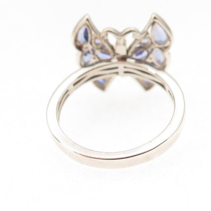 Chuck Clemency 925 Sterling Silver Real Tanzanite Topaz Butterfly Ring Size 8.25