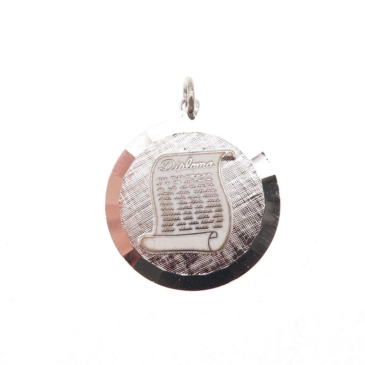 925 Sterling Silver Vintage Enamel Diploma Charm Pendant