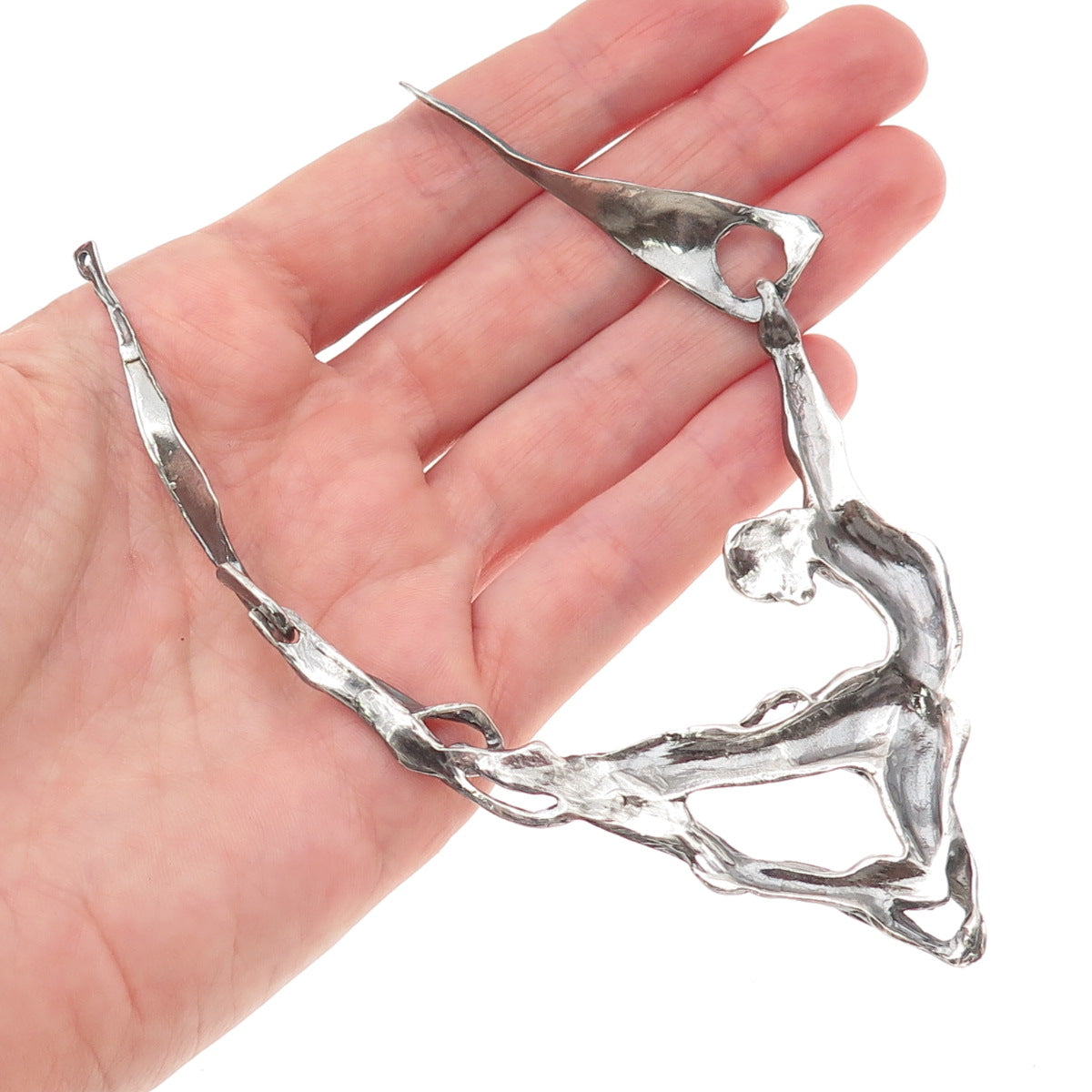 925 Sterling Silver Vintage Dancer Modernist Oxidized Centerpiece of Necklace