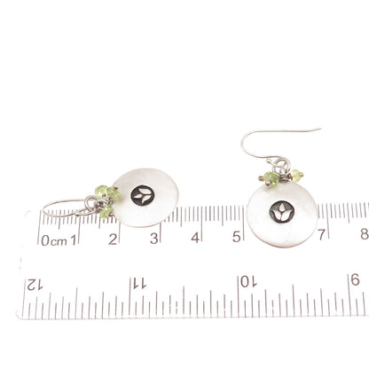 Satya 925 Sterling Silver Vintage Real Peridot Tulip Oxidized Dangle Earrings