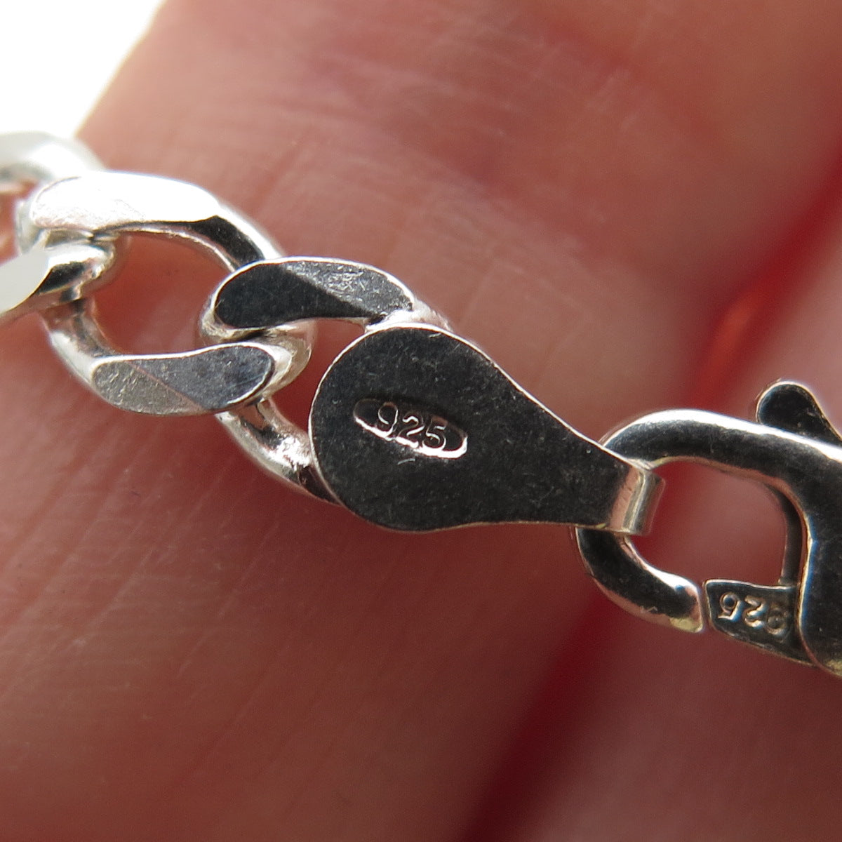 925 Sterling Silver Vintage Italy Figaro Chain Necklace 20"